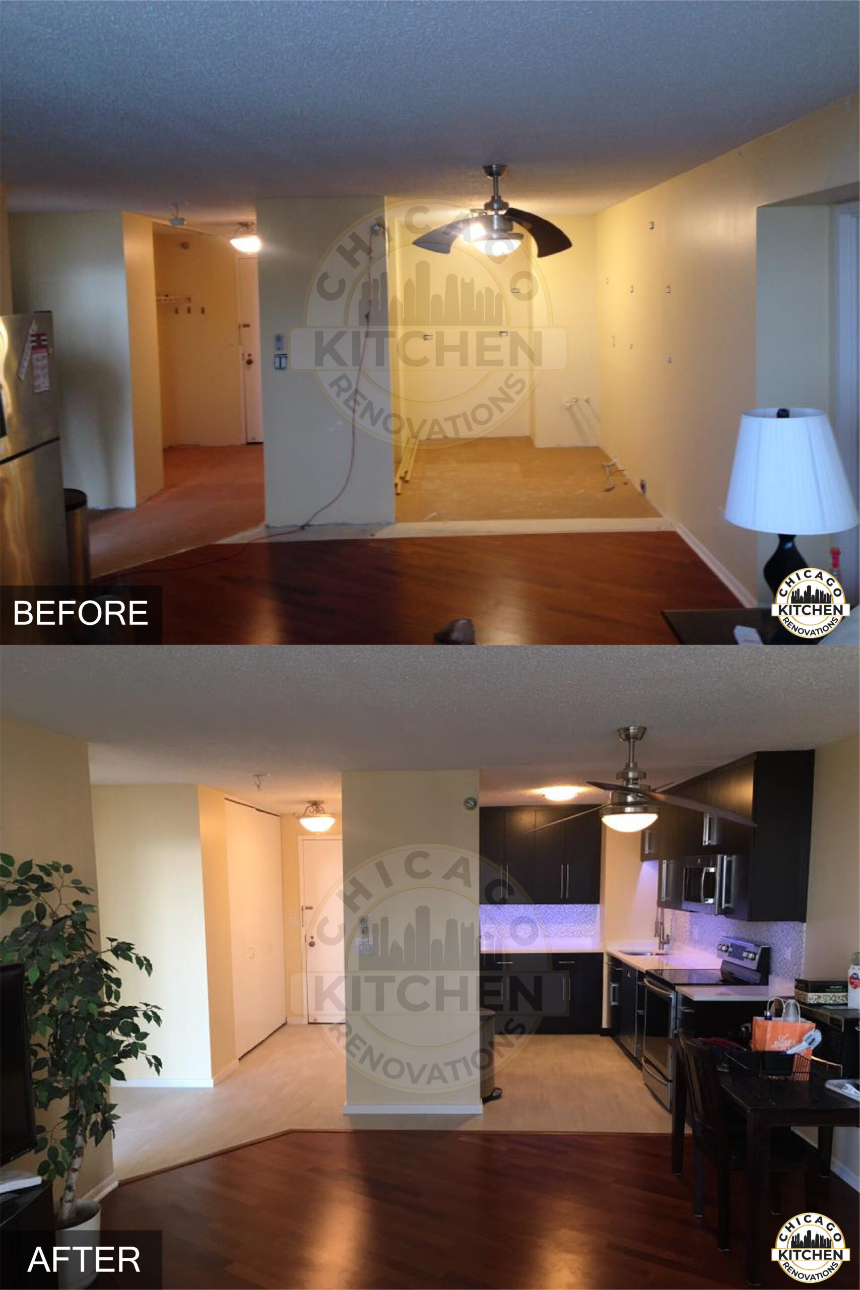 Kitchen Cabinets construction before after - Chicago Kitchen